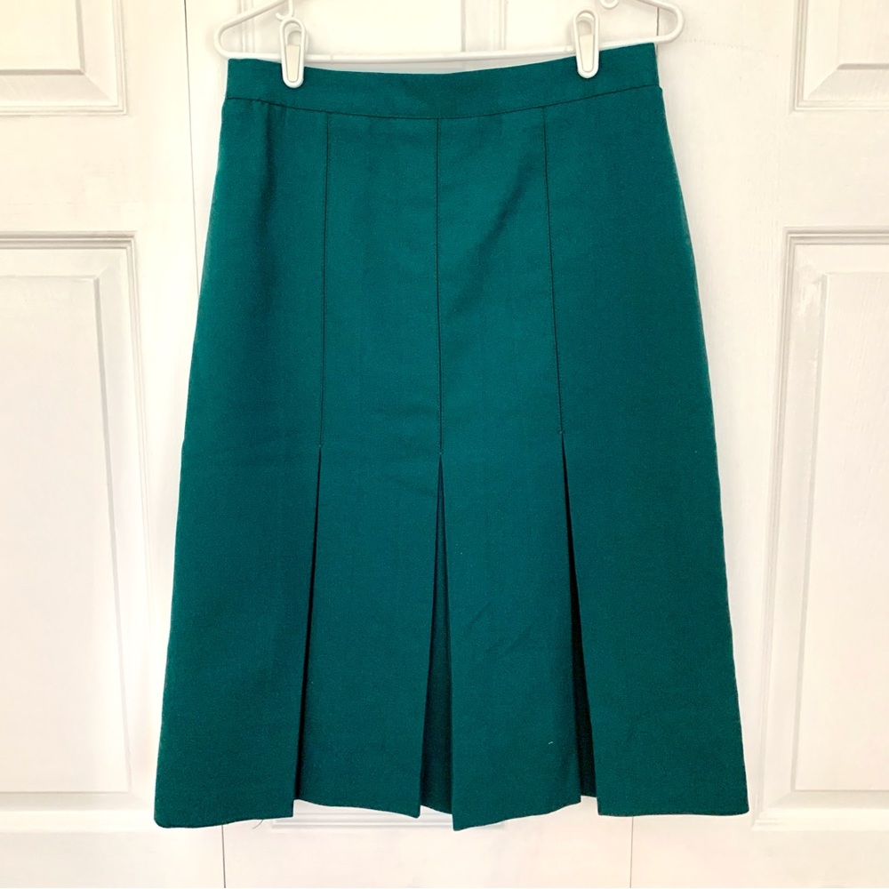 Vintage PARIS STAR Hunter Green Midi Pleated Skirt